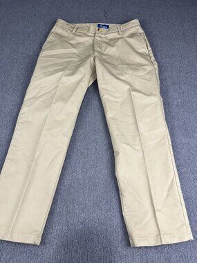 Lee Mens Total Freedom Classic Fit Khaki Pants Beige Flat Front 33x30
